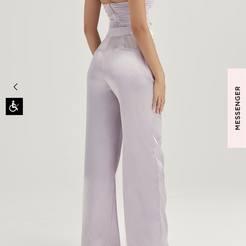 New house of cb ALIVIA GREY SATIN TROUSERS women size medium